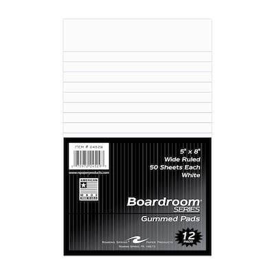 Roaring Spring Paper Products Boardroom Series Notepad, 5 x 8, Wide Ruled, White, 50 Sheets/Pad, 144 Pads/Carton (24529CS)