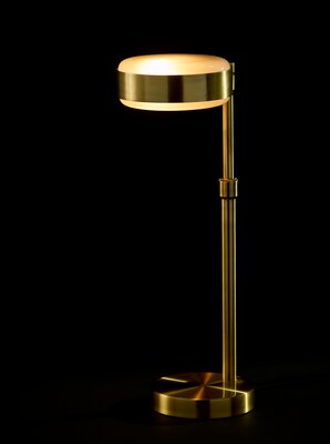 Adesso Linis 24" Incandescent Table Lamp, Antique Brass/White (AD9104-21)