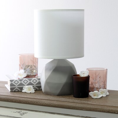 Simple Designs Geometric Concrete Lamp, White (LT2060-WHT)