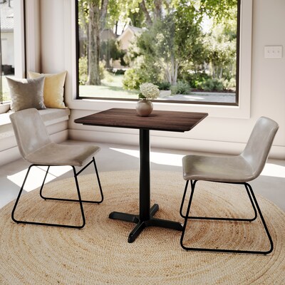 Flash Furniture Acadia Wooden Dining Table with X-Base, 23.75"D x 29.75"W, Dark Brown/Black Base (ST2430WBRT2222)