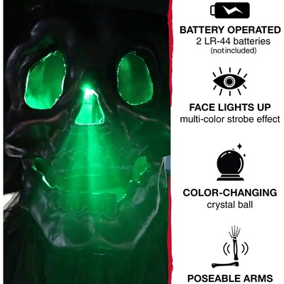 Haunted Hill Farm Life-Size Poseable Phantom Witch with Crystal Ball (HHWITCH-2FL)