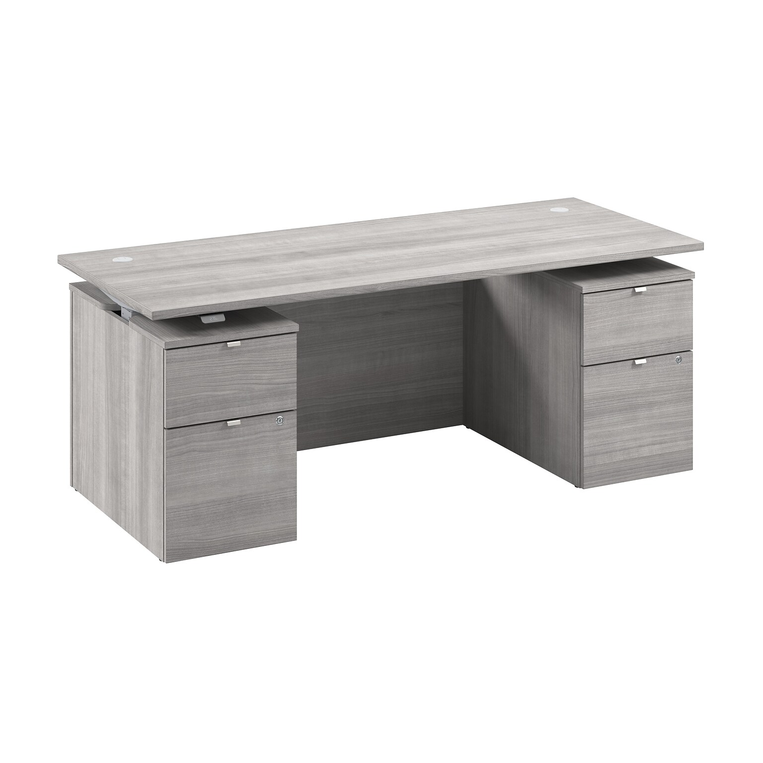 Bush Business Furniture Stratus 72W Electric Adjustable Standing Desk with Drawers and Panel, Platinum Gray (SUT012PG)