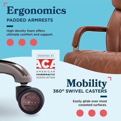 La-Z-Boy Symphony Ergonomic Bonded Leather Swivel Executive Chair, Cognac and Graphite (CCHR10013C)