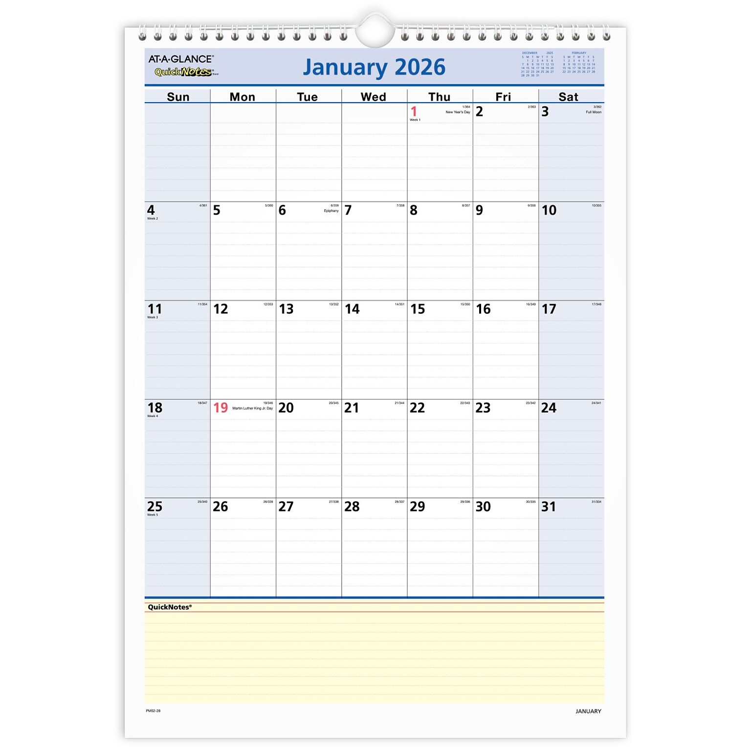 2026 AT-A-GLANCE QuickNotes 12 x 17 Monthly Wall Calendar (PM52-28-26)