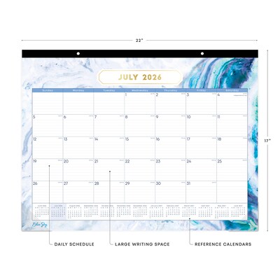 2026-2027 Blue Sky Gemma 17 x 22 Academic Monthly Wall Calendar, Assorted Colors (141377-A27)