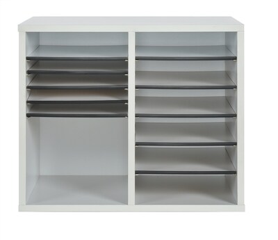 AdirOffice 500 Series 12-Compartment Literature Organizers, 20" x 11.8", White, 2/Pack (500-12-WHI-2PK)