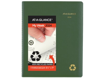 2024 AT-A-GLANCE 8.25 x 11 Weekly & Monthly Appointment Book Planner, Green (70-950G-60-24)