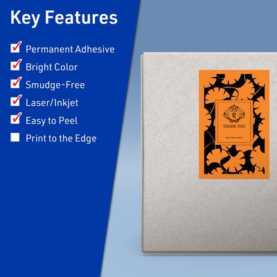 Avery Laser/Inkjet Multipurpose Rectangle Labels, 5.5 x 8.5, Bright Orange, 80/Pack (94229)