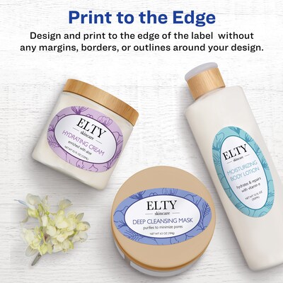 Avery Print-to-the-Edge Laser/Inkjet Oval Labels, 2" x 3 1/3", Glossy White, 80 Labels/Pack (22820)