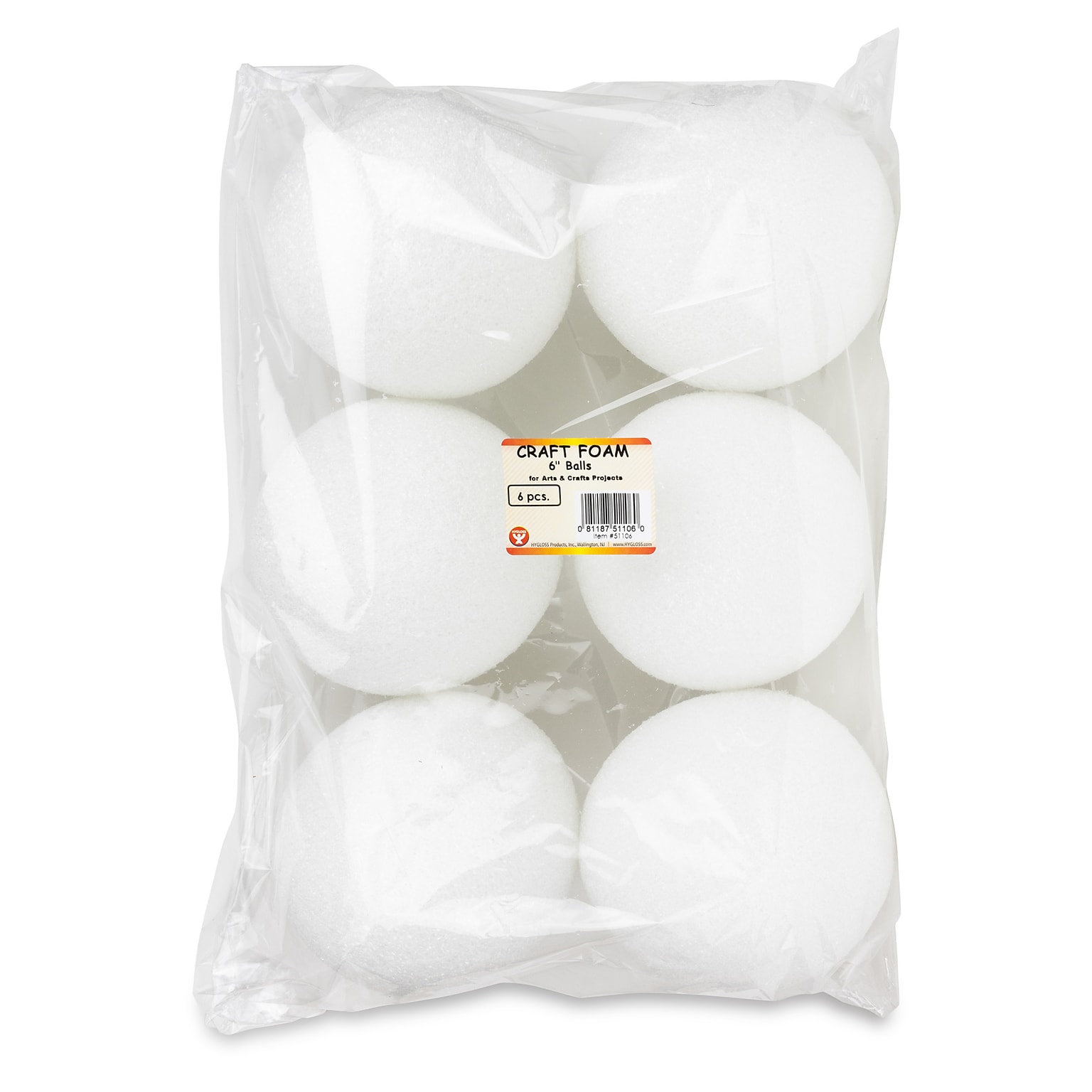 Hygloss Balls, White, 6/Pack (HYG51106)