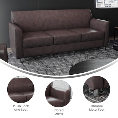 Flash Furniture Hercules Diplomat LeatherSoft Sofa, Brown/Chrome Legs (BT8273BNCHR)