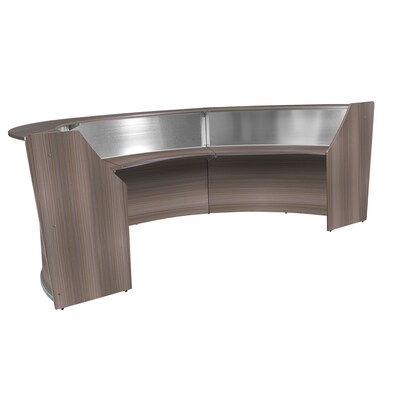 Regency Marque 144"W Curved Reception Desk Workstation, Driftwood Gray (77313GY)