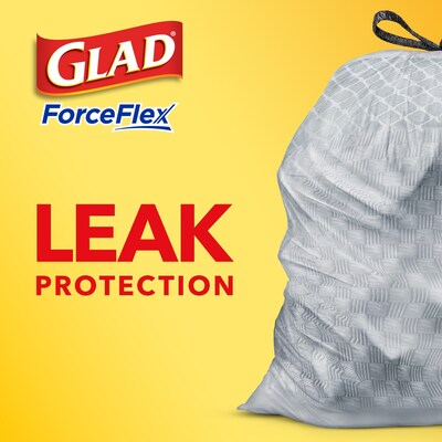 Glad ForceFlex OdorShield 13 Gallon Kitchen Trash Bag, 23.75" x 25.4", Low Density, 0.72 mil, Gray, 120 Bags/Box (79158)