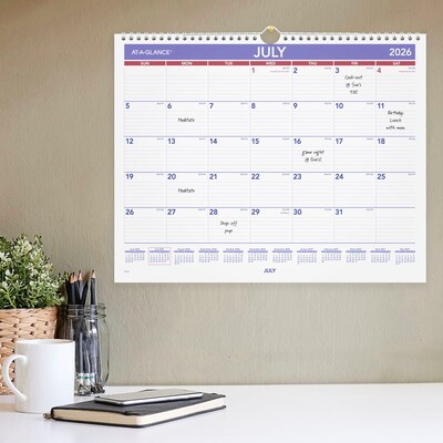 2026-2027 AT-A-GLANCE 15" x 12" Academic Monthly Wall Calendar, Purple/Red (AY8-28-27)