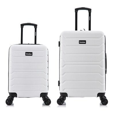 InUSA Trend 2-Piece Hardside Spinner Luggage Set, TSA Checkpoint Friendly, White (IUTRE0SM-WHI)
