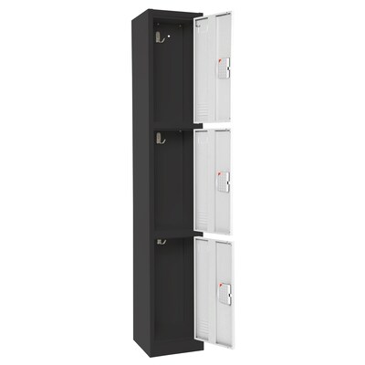 AdirOffice 72"H 3-Tier Black/White Storage Locker (ADI629-203-B-W-DL)