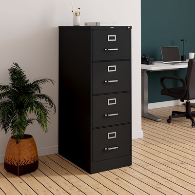 Quill Brand® Commercial 4 File Drawer Vertical File Cabinet, Locking, Black, Legal, 26.5"D (13450D)