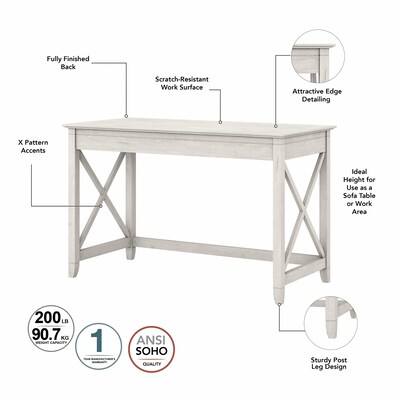 Bush Furniture Key West 48"W Writing Desk, Linen White Oak (KWD148LW-03)
