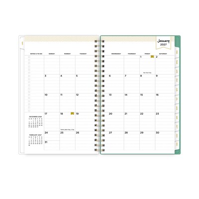 2027 Blue Sky Day Designer Peyton White 5" x 8" Calendar Year Weekly & Monthly Planner, Plastic Cover (103619-27)