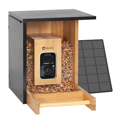 Birdfy Feeder Bamboo Mini with Camera, Solar Panel and Free AI Lifetime Subscription, Black & Brown (EPPAMBNI8412110)