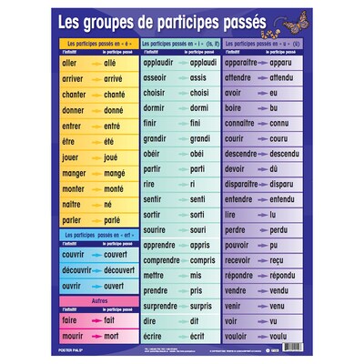 Poster Pals 24" x 18" Three-Tense Verb Poster Set, French, 7/Set (PSZPS41)