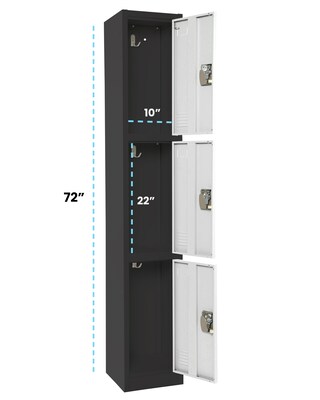 AdirOffice 72'' 3-Tier Black and White Storage Locker, 4/Pack (ADI629-203-B-W-PKG-4)
