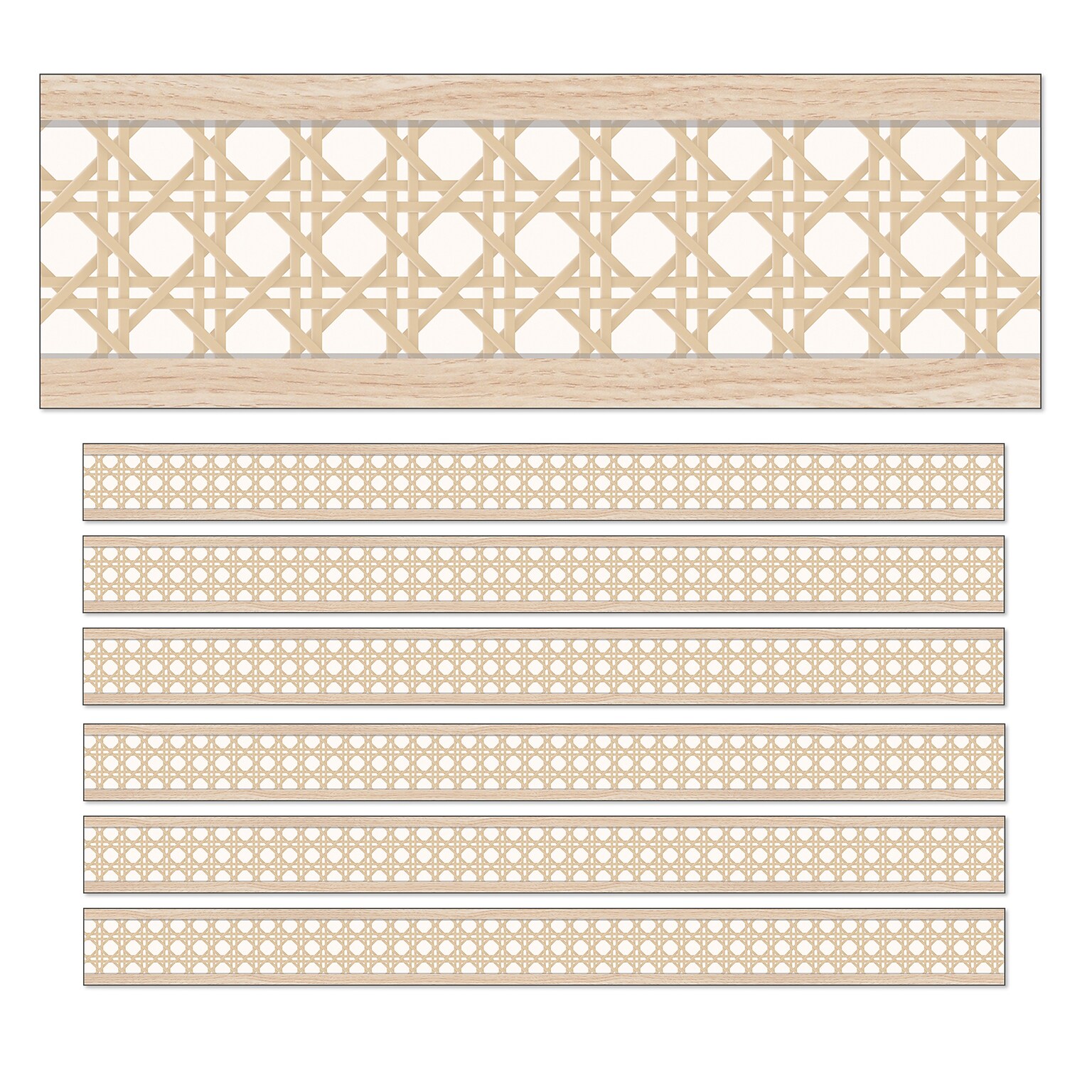 Carson Dellosa Education True to You Straight Bulletin Board Borders, 3 x 3, Woven Cane, 6/Bundle (CD-108525-6)