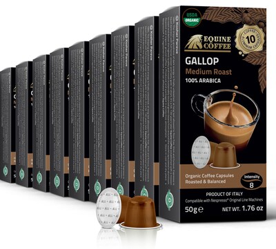 Equine Coffee Organic Gallop Nespresso OriginalLine Capsules Medium Roast 100 Pack (GAL-10-ALU)
