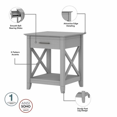 Bush Furniture Key West 20" x 20" End Table, Cape Cod Gray (KWT120CG-03)