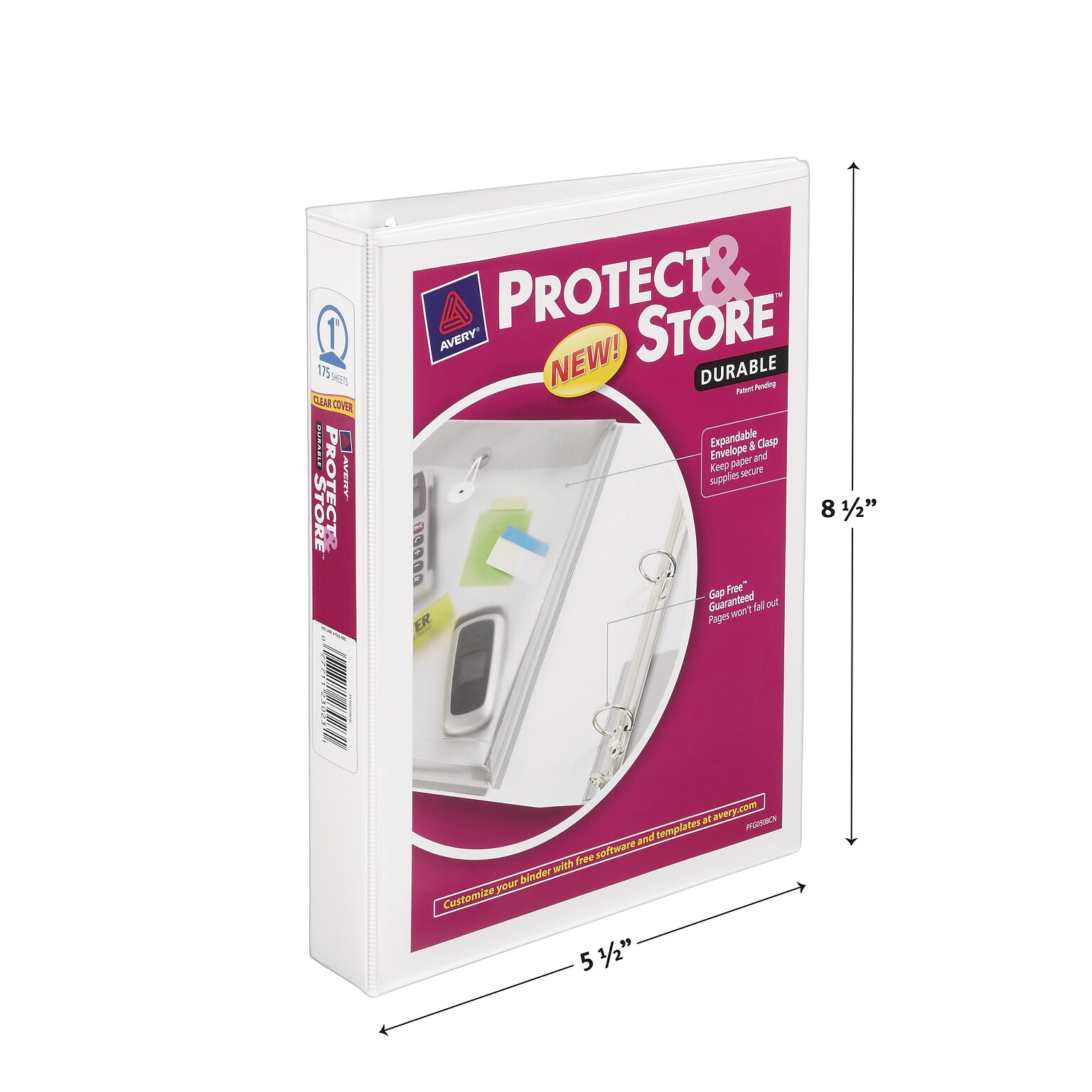 Avery Mini Protect & Store 1 3-Ring View Binders, White (23011)