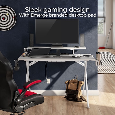 Emerge Vizon 47W Gaming Desk, White (60986)