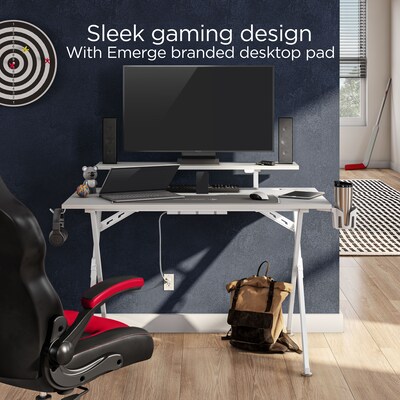 Emerge Vizon 47"W Gaming Desk, White (60986)