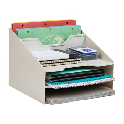 Mind Reader 5-Compartment Plastic Desk Tray, Beige (ANCHBOX5-BEI)