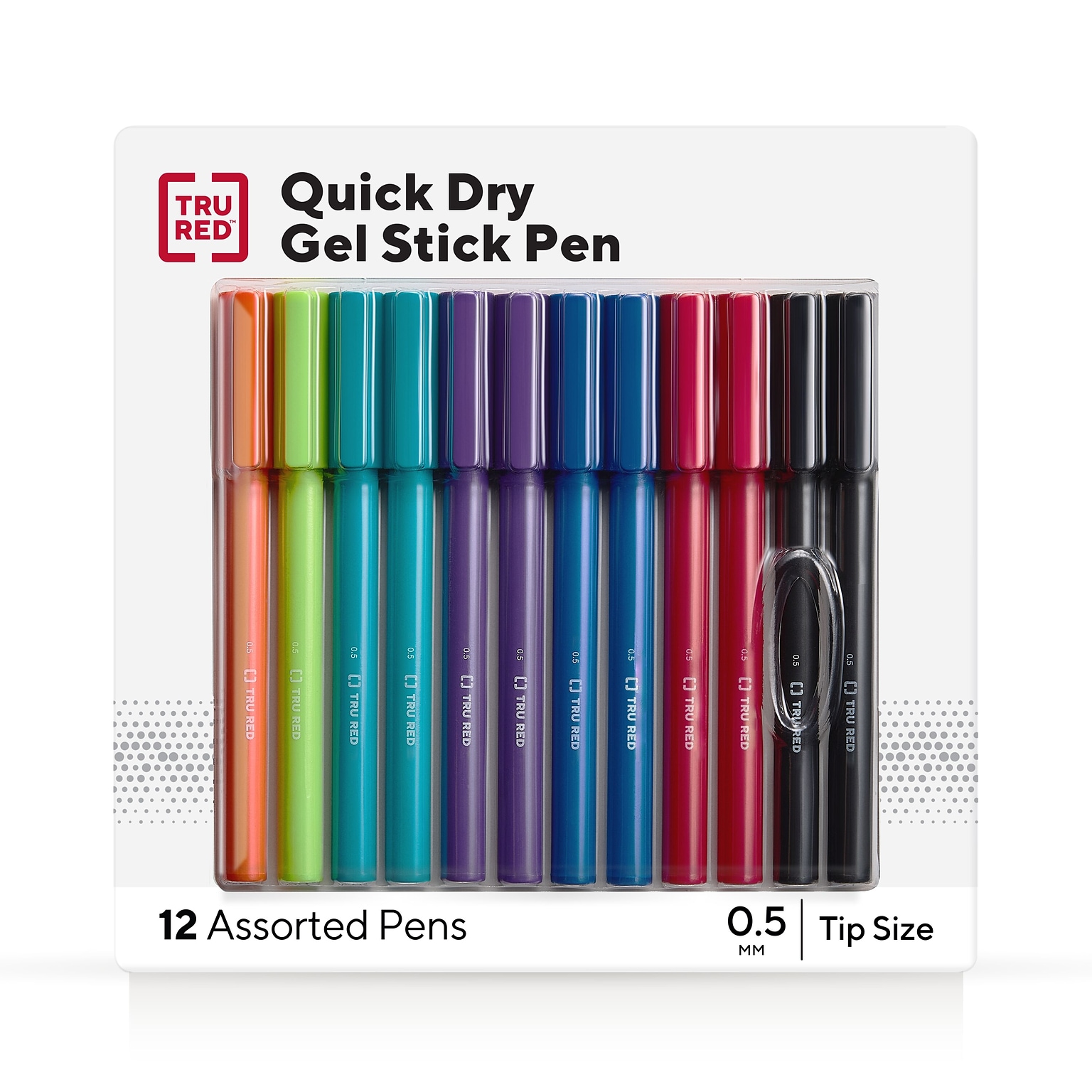 TRU RED™ Quick Dry Gel Pens, Fine Point, 0.5mm, Assorted, 12/Pack (TR54473)