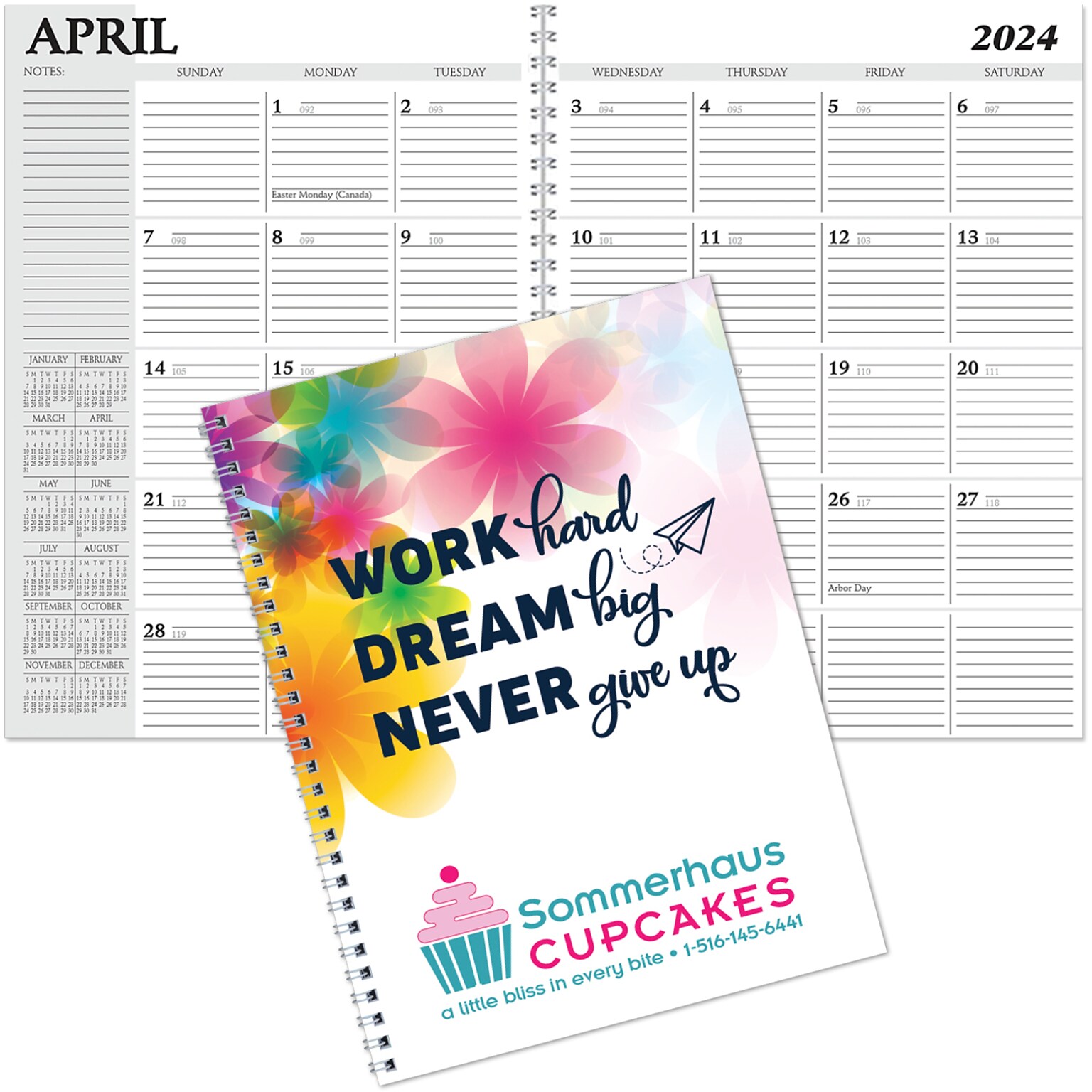 Custom Full Color Spiral Desk Planner 7x10