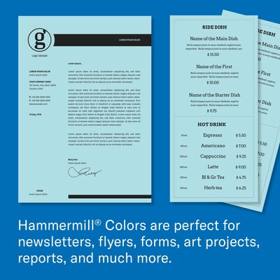 Hammermill Colors Multipurpose Paper, 20 lbs., 8.5" x 14", Blue, 500 Sheets/Ream (103317)