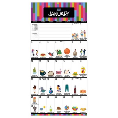 2027 TF Publishing Every Days A Holiday 7 x 7 Monthly Wall Calendar, Multicolored (27-2103)