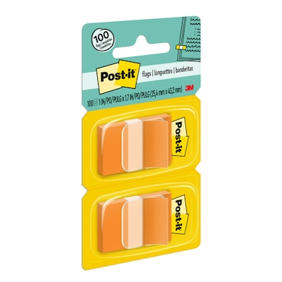 Post-it Flags, 1" Wide, Orange, 100 Flags/Pack (680-0E2)