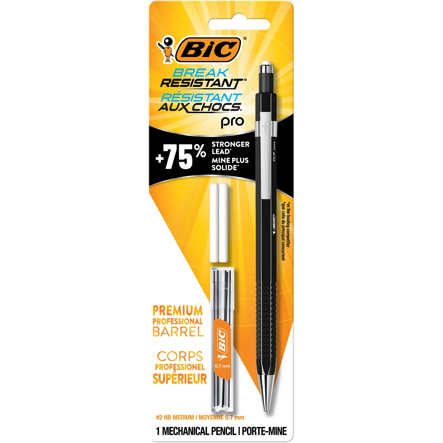 BIC Break Resistant Pro Mechanical Pencil, #2 Hard Lead (MVR7P1-BLK)
