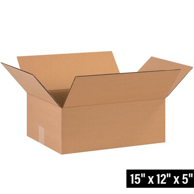 15 x 12 x 5 Shipping Boxes, 32 ECT, 25/Bundle (15125)