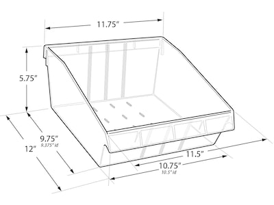 Azar 5.75" x 11.75" Pegboard 3-Compartment Deep Bin Tray, Clear, 2/Pack (556132-S-DIV-2PK)