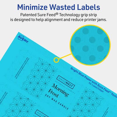 Avery Printable Rectangle Multipurpose Labels, 2" x 7", Bright Blue, 80/Pack (94243)