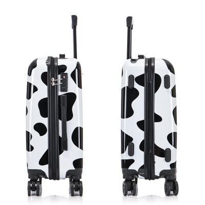 InUSA Prints 22.88" Hardside Suitcase, 4-Wheeled Spinner, TSA Checkpoint Friendly, Cow Animal Print (IUAPC00S-COW)