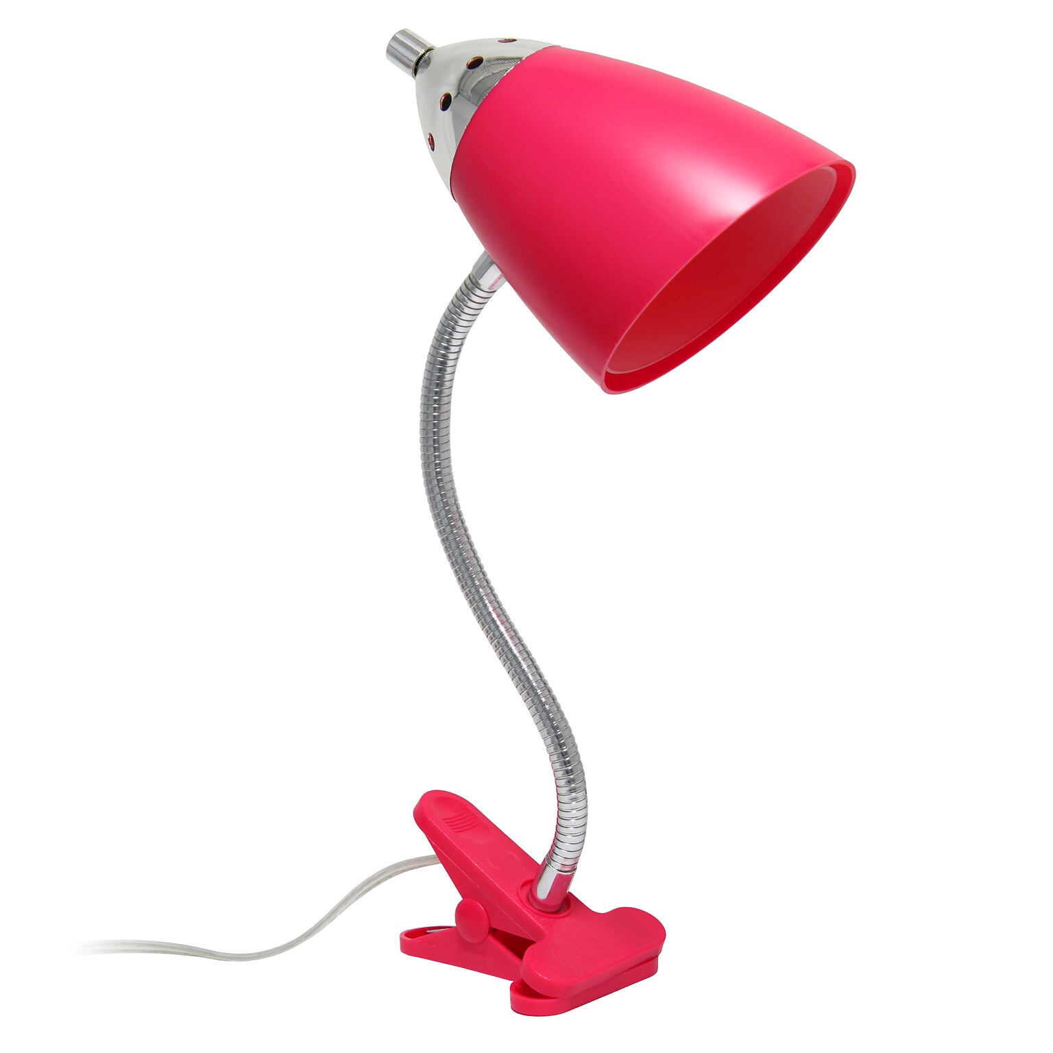 Creekwood Home Sleek Essentials 17.5 Adjustable Basic Clip On Reading Light with Flexible Gooseneck, Pink (CWD-1006-PN)