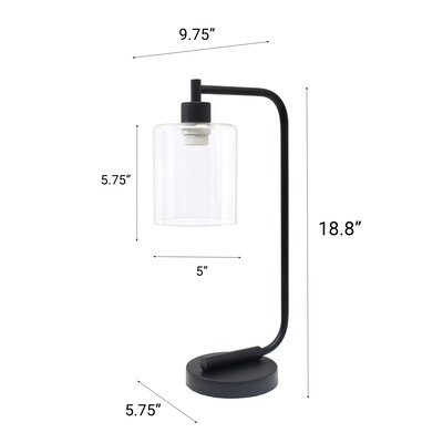 Creekwood Home Vintage Vantage 18.8" Minimalist Industrial Curved Arm Desk Lamp, Feit LED Bulb, Black (CWD-1013-BK-LB)