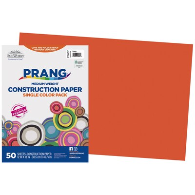 Prang 12" x 18" Construction Paper, Orange, 50 Sheets/Pack (P6607-0001)