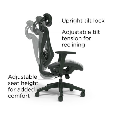 Union & Scale™ FlexFit™ Dexley Ergonomic Mesh Swivel Task Chair, Black (UN56946)