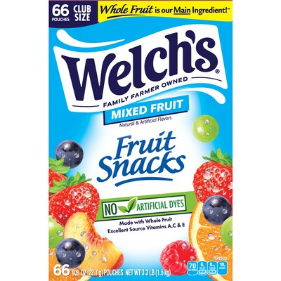 Welchs Gluten Free Mixed Fruit Gummies, 0.8 oz., 66 Bags/Box (PIM68868)