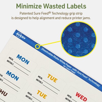 Avery Dissolvable Rectangle Multipurpose Labels, 1-1/4" x 2-3/8", Off-white, 450/Pack (94227)