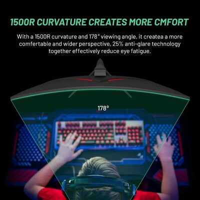 Skytech Moon Shadow 27" Curved 2K 180 Hz Gaming Monitor, Black (MT-MOONSHADOW-0001-B-SK)